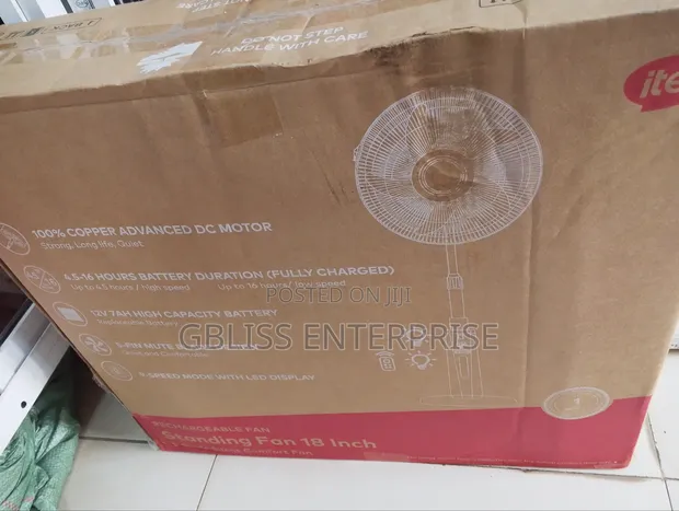 Itel Solar Rechargeable Standing Fan - 1