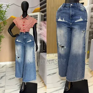 Women's Ash Distressed Barrel Jeans with Skirt Detail