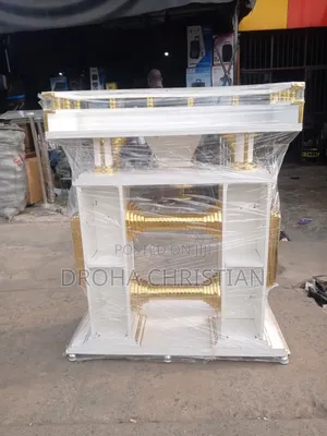 52x42 Inch White & Gold Podium