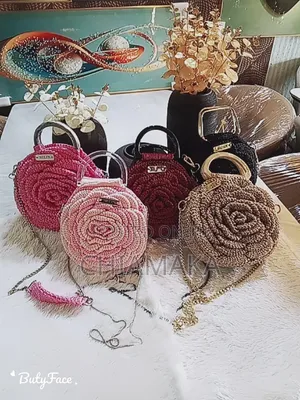 Hand Knitted Rose Bag
