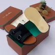 Loro Piana Leather & Canvas Slides - Brand New - 3