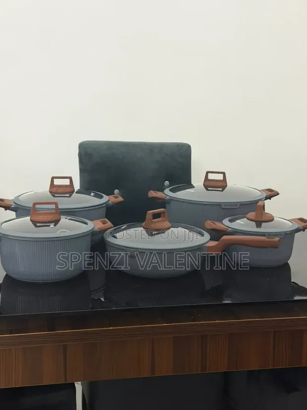 Brand New Ceramic Pots & Pans Set - Gray - 1