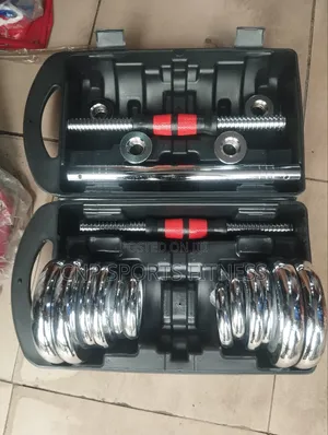 20kg Silver Chrome Dumbbell Set with Extension Bar
