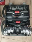 20kg Silver Chrome Dumbbell Set da Extension Bar - 1