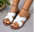 Premium Ladies Leather Flat Sandals - White - 2