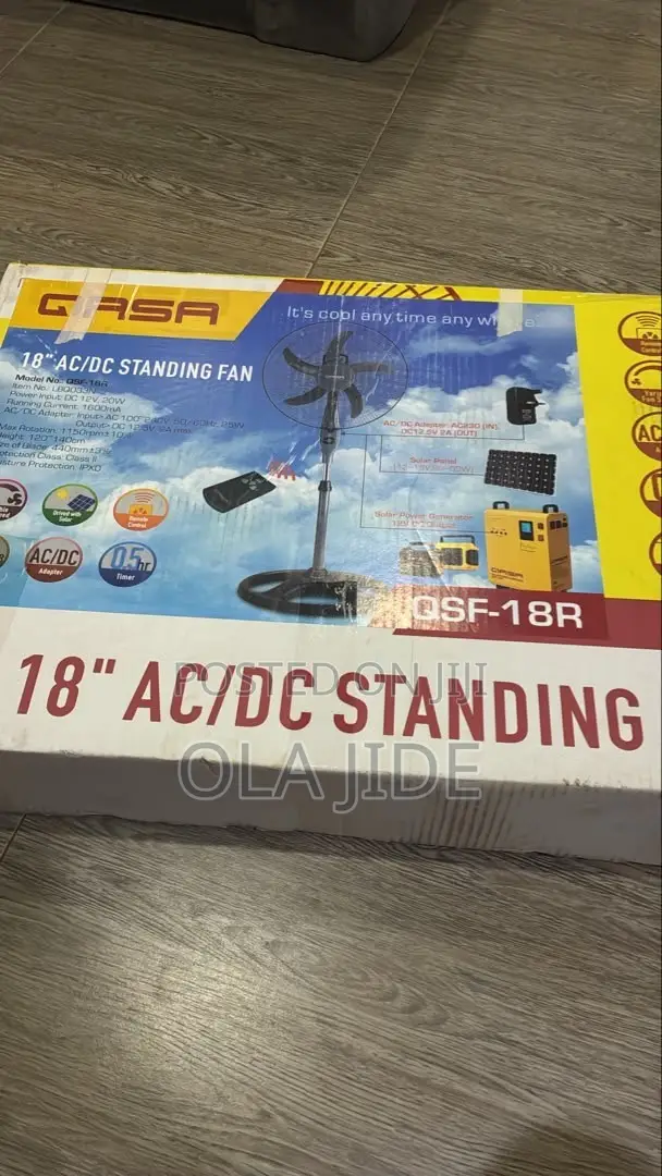 Qasa Black Standing Fan - Brand New - 1
