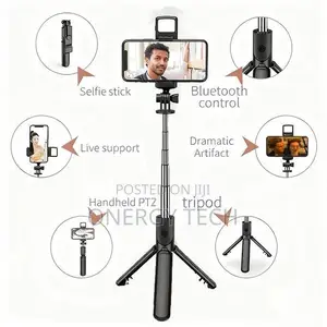 4-in-1 Wayar Hannu Tripod Tsayawa, Selfie Stick, Haske, Bluetooth Nesa