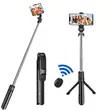4-in-1 Phone Tripod Stand, Selfie Stick, Light, Bluetooth Remote - 4