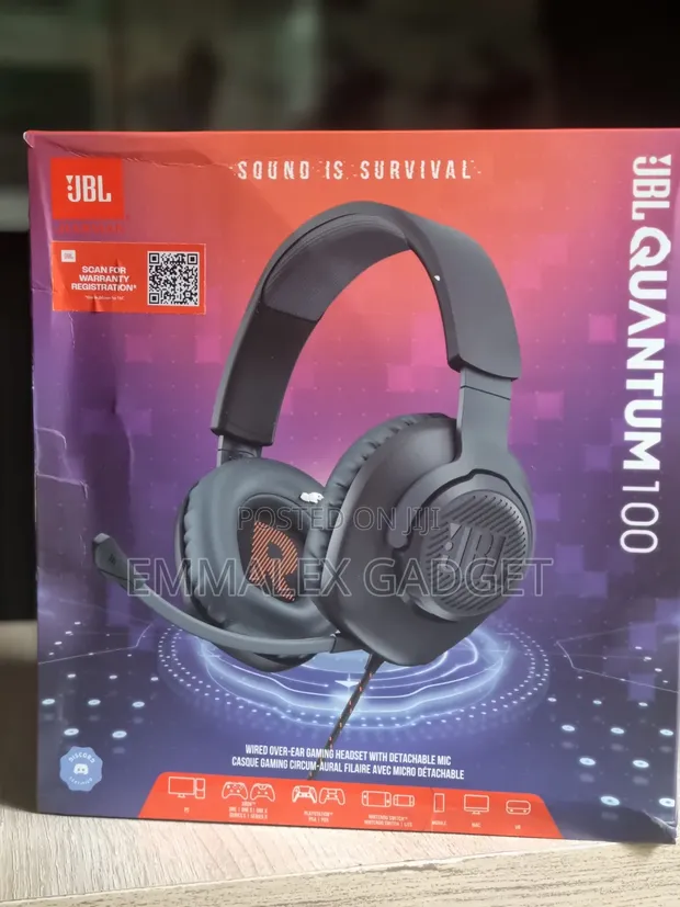 JBL Quantum 100 Wired Over-Ear Gaming Headphones - 1