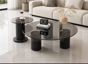 Simple Glass Top Center Table with Wooden Legs