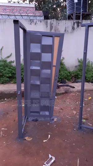 Modern Steel Front Door - Gray, 3ft Wide