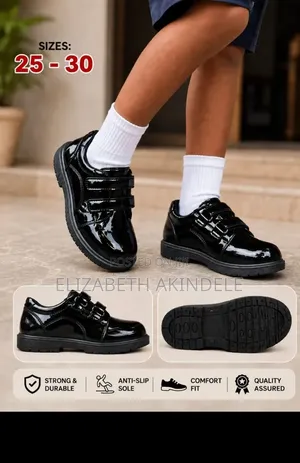 Unisex Leather School Shoes - Black