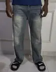 Men's Baggy Jeans - Light Blue Distressed Denim - 2