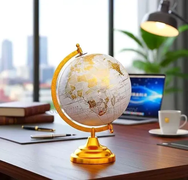 Modern Floor Globe - Bronze Sphere, Silver Continents - 1