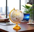 Modern Floor Globe - Bronze Sphere, Silver Continents - 1