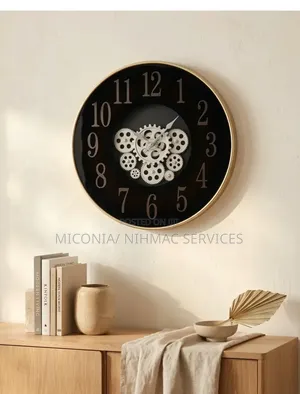Black Decorative Gear Wall Clock