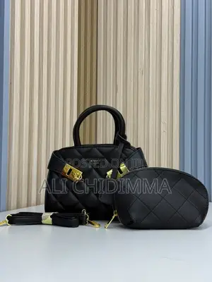 AIM 2-in-1 Black Quilted Luxury Handbag Set with Purse