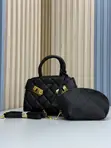 AIM 2-in-1 Black Quilted Luxury Handbag Set with Purse - 1