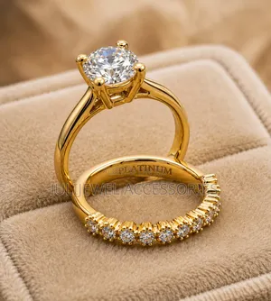 18k Gold/Silver Plated Cubic Zirconia Eternity Bridal Set