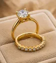 18k Gold/Silver Plated Cubic Zirconia Eternity Bridal Set - 2