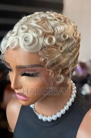 Luxury Blonde Short Curly Pixie Wig - Human Hair