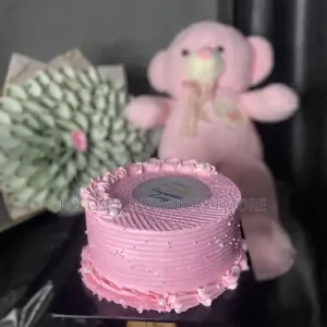 Gift Package: 8" Vanilla Cake & 80cm Teddy Bear Money Bouquet