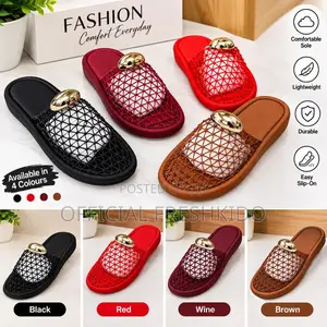 Women's Fashion Mesh Slippers - Black, Red, Wine Brown