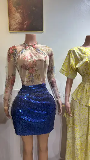 Ready to Wear Sequence Mini Skirt & Floral Mesh Top