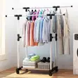 Portable Double Pole Stainless Steel Clothes Rack - 1