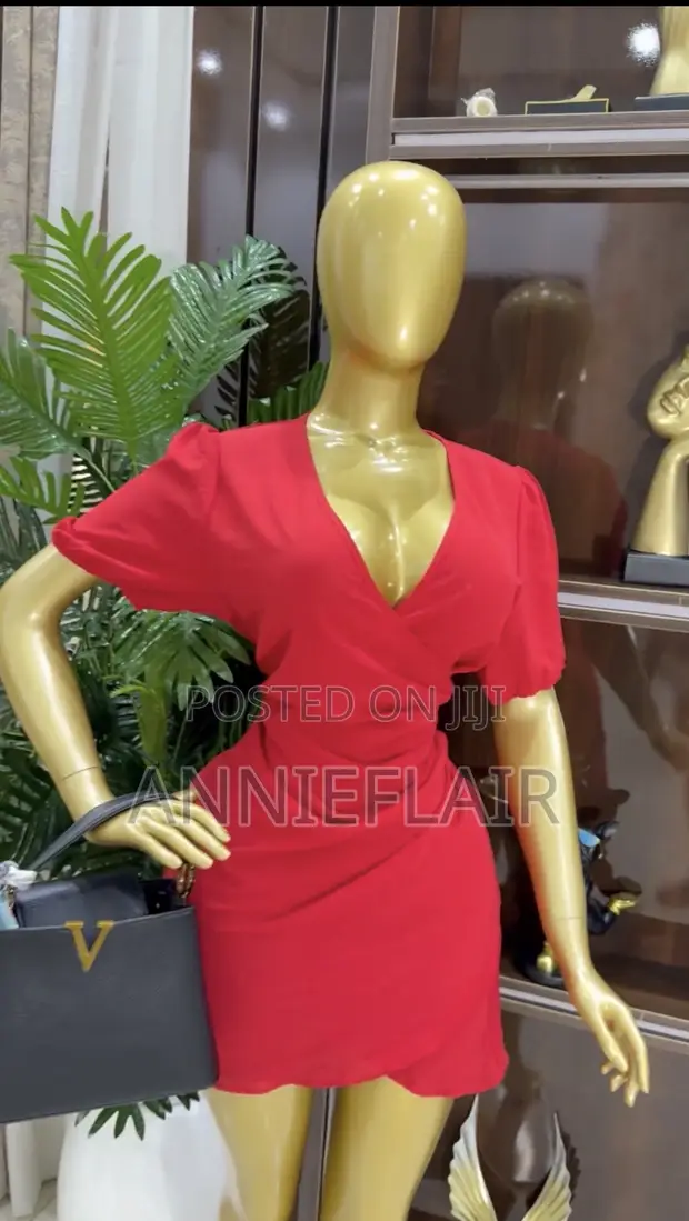 Red Shein Ruched Bodycon Mini Dress - Size 12/14 - 1
