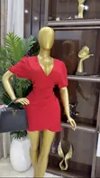 Red Shein Ruched Bodycon Mini Dress - Size 12/14 - 2