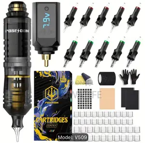 Poseidon V509 Wireless Tattoo Machine Kit - 10 Cartridges