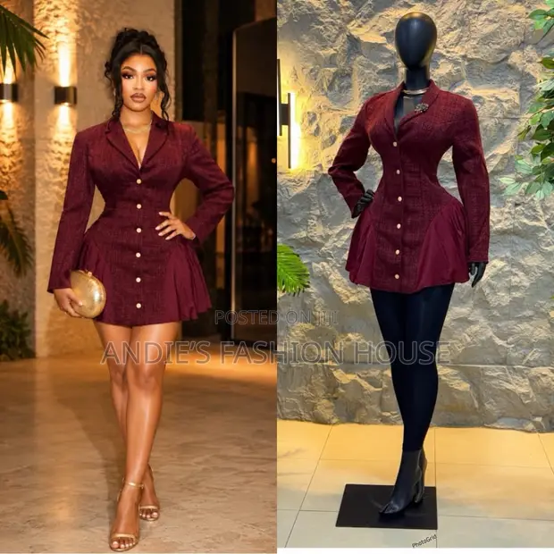 Luxury Burgundy Office Dress for Women - 1