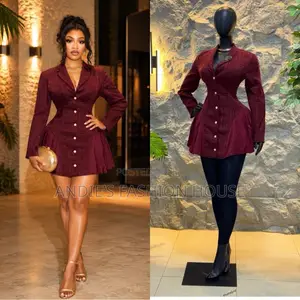 Luxury Burgundy Office Dress for Women