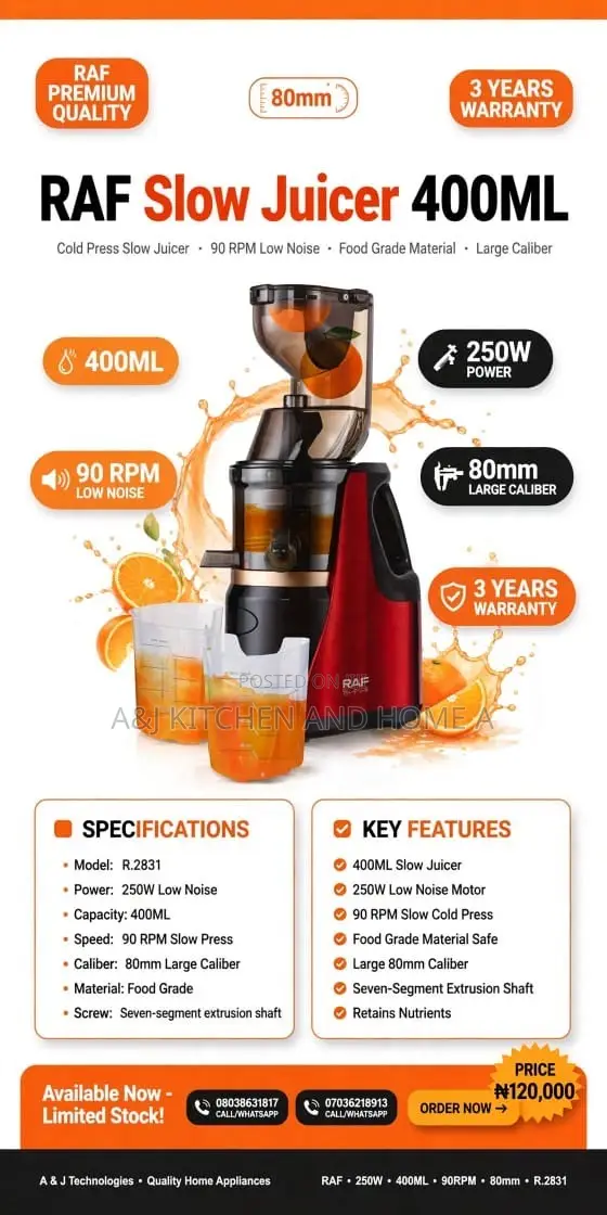 RAF Slow Juicer 400ml - 1
