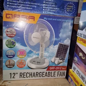 Qasa 12-Inch Solar Rechargeable Fan