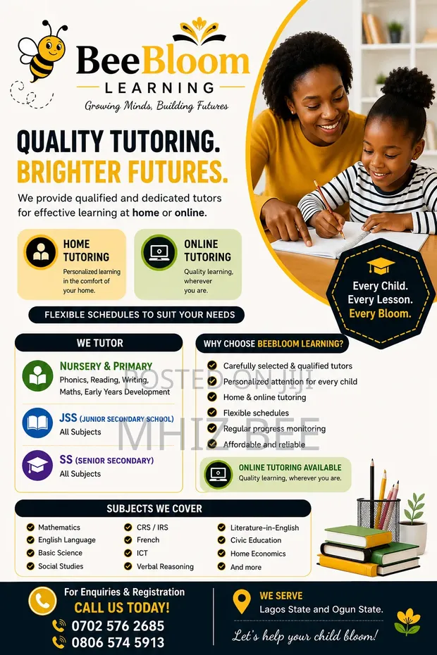 BeeBloom Learning: Home & Online Tutors Available - 1