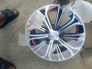 16-inch Toyota Corolla Rims - Black & Stainless with Red Accents