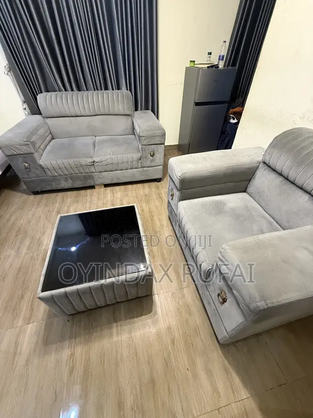 Home Interiors 2-Seater & 1-Seater Chairs with Glass Top Center Table - 1