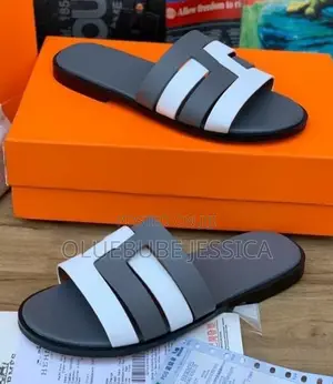 Handmade Leather Slippers - Black, Size 44
