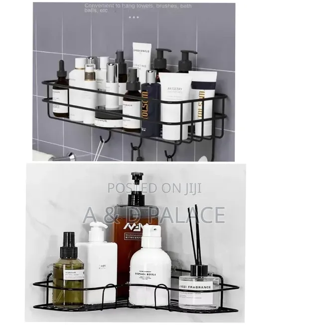High Quality Steel Angle Toilet/Bathroom Shelf Rack + 2 Hooks - 1
