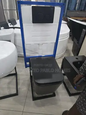 Modern Matte Black Wall Hung Toilet with Concealed Cistern