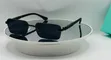 Black Rimless Rectangular Sunglasses - Dark Tinted Lenses - 2