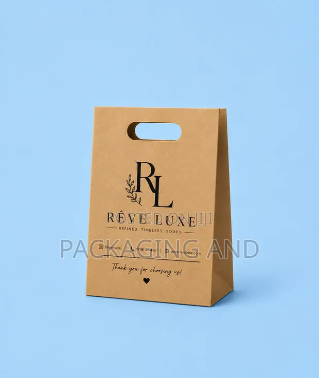 Printed A5 Kraft Paper Bag with Die-Cut Handle - 1