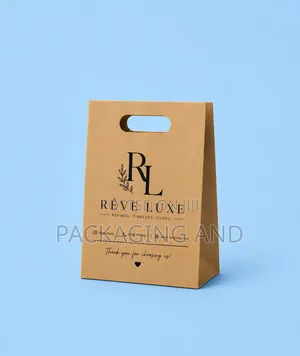 Printed A5 Kraft Paper Bag with Die-Cut Handle
