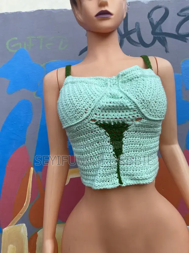 Yarn Clothing Crochet Corset - Mint & Forest Green - 1