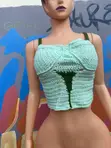 Yarn Clothing Crochet Corset - Mint & Forest Green - 1