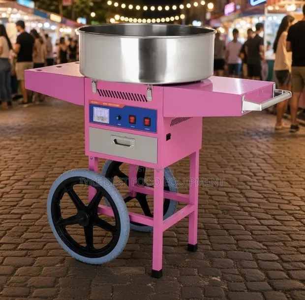 Brand New Candy Floss Machine with Wheeled Cart - 1