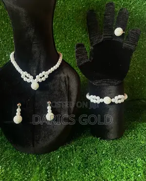 Handmade Full Pearl Set - Necklace, Earrings, Bracelet, Knuckle Ring