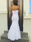 Elegant Strapless Mermaid Wedding Gown with Lace Appliqués - 2